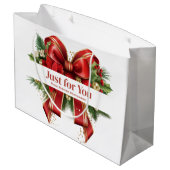 Feestelijke rode en gouden kerstboog groot cadeauzakje (Achterkant Gekanteld)