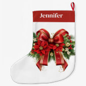 Feestelijke rode en gouden kerstboog grote kerstsok (Achterkant)