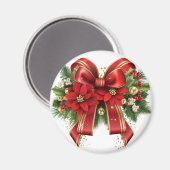 Feestelijke rode en gouden kerstboog magneet (Voorkant / Achterkant)