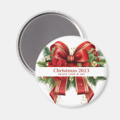 Feestelijke rode en gouden kerstboog magneet (Voorkant / Achterkant)