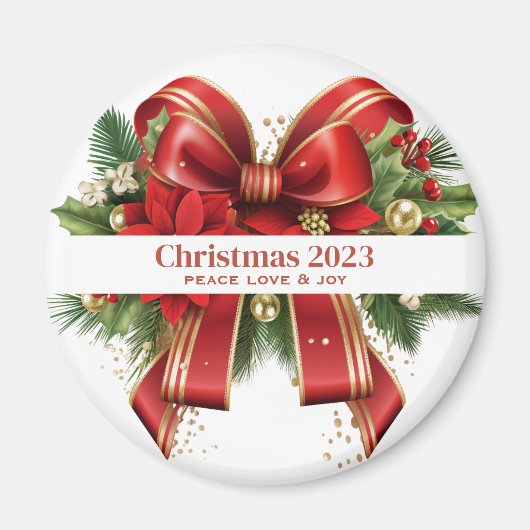 Feestelijke rode en gouden kerstboog magneet (Voorkant)