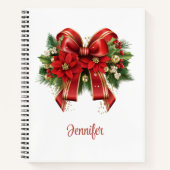 Feestelijke rode en gouden kerstboog notitieboek (Voorkant)