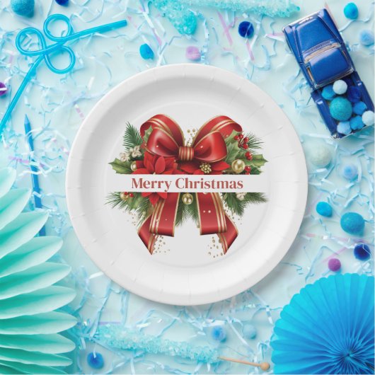 Feestelijke rode en gouden kerstboog papieren bordje (Feest)