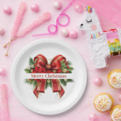 Feestelijke rode en gouden kerstboog papieren bordje (Feest)