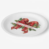 Feestelijke rode en gouden kerstboog papieren bordje (Gekanteld)