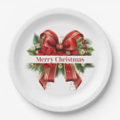 Feestelijke rode en gouden kerstboog papieren bordje (Voorkant)