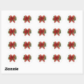 Feestelijke rode en gouden kerstboog ronde sticker (Vel)