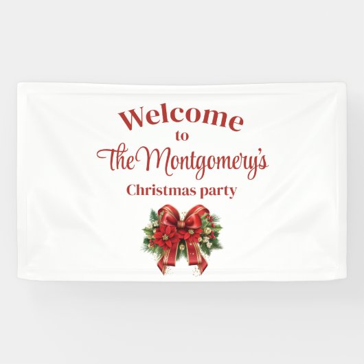 Feestelijke rode en gouden kerstboog spandoek (Horizontaal)