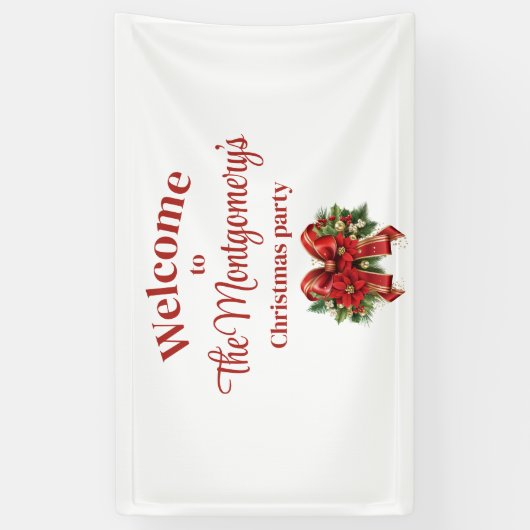 Feestelijke rode en gouden kerstboog spandoek (Verticaal)