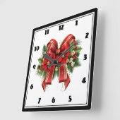 Feestelijke rode en gouden kerstboog vierkante klok (Hoek)