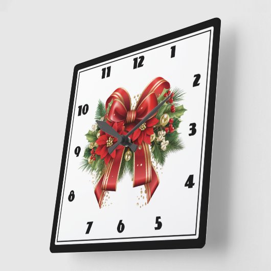 Feestelijke rode en gouden kerstboog vierkante klok (Hoek)