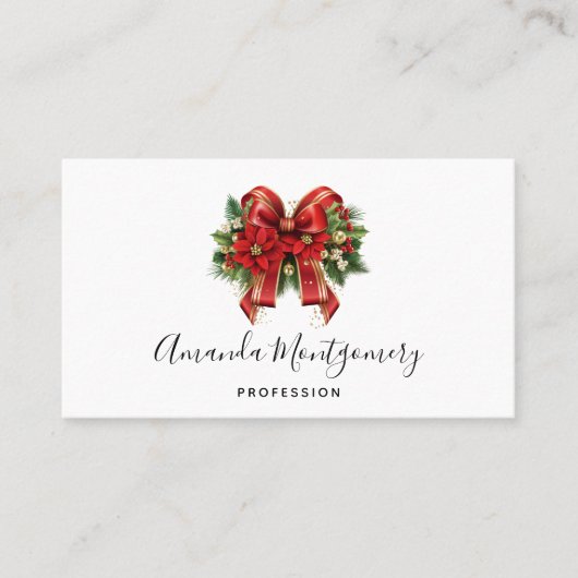Feestelijke rode en gouden kerstboog visitekaartje (Voorkant)