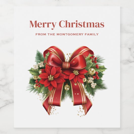 Feestelijke rode en gouden kerstboog wijn etiket (Enkel label)
