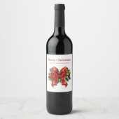 Feestelijke rode en gouden kerstboog wijn etiket (Voorkant)