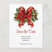 Feestelijke Rode en Gouden Kerstmis Boog Save the  Uitnodiging Briefkaart (Voorkant)