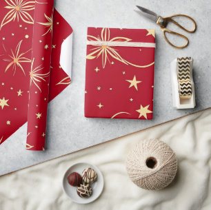 Feestelijke rode en gouden Kerstmis Cadeaupapier