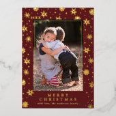 Feestelijke Rode en Gouden Klassieke Stijl Kerstfo Folie Feestdagenkaart (Voorkant)