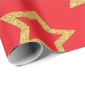 Feestelijke rode en gouden ster cadeaupapier (Rol Hoek)