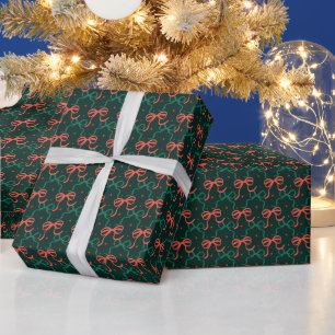Feestelijke rode en groene Coquette Strikken Patro Cadeaupapier