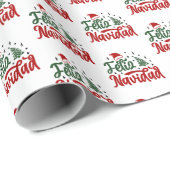 Feestelijke rode en groene Feliz Navidad Cadeaupapier (Rol Hoek)