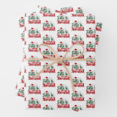 Feestelijke rode en groene Feliz Navidad Inpakpapier Vel (In situ)