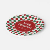 Feestelijke rode en groene gecontroleerde kerst papieren bordje (Gekanteld)