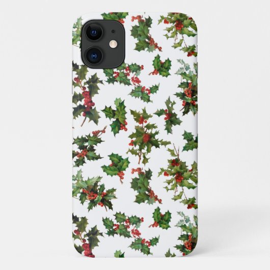Feestelijke Rode en Groene  Holly Case-Mate iPhone Case (Achterkant)