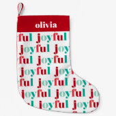 Feestelijke rode en groene "Joyful" typografie Kleine Kerstsok (Voorkant)