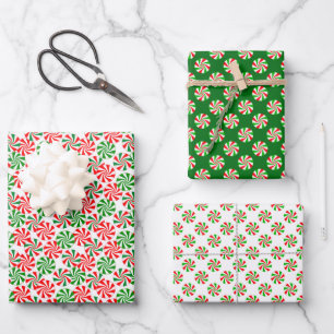 Feestelijke rode en groene kerst Snoep wervelingen Inpakpapier Vel