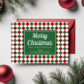 Feestelijke rode en groene kerstcheque feestdagenkaart