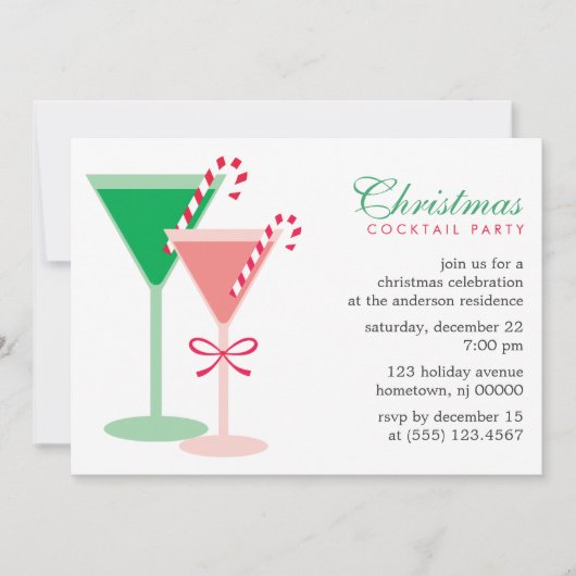 Feestelijke rode en groene kerstcocktail kaart (Voorkant)