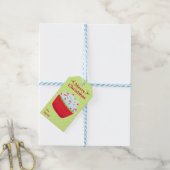 Feestelijke rode en groene kerstcupcake cadeaulabel (Met Touw)