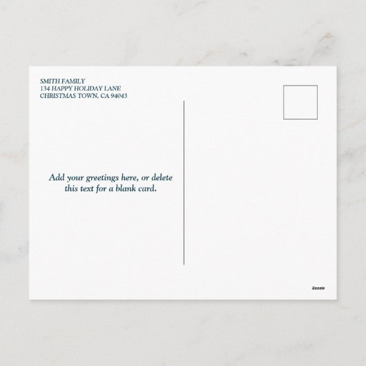 Feestelijke rode en groene kerstgroeten met foto feestdagenkaart (Achterkant)