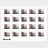 Feestelijke rode en groene kerstversieringen vierkante sticker (Vel)