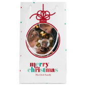 Feestelijke rode en groene letters Ornament Foto Klein Cadeauzakje (Voorkant)