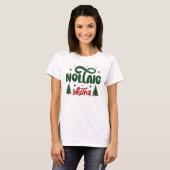 Feestelijke rode en groene Nollaig Shona T-shirt (Voorkant volledig)