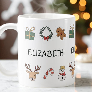 Feestelijke Rode en Groene Schattige Gepersonalise Koffiemok
