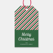 Feestelijke rode en groene strepen Kerstmis Cadeaulabel (Voorkant)