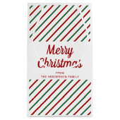 Feestelijke rode en groene strepen Kerstmis Klein Cadeauzakje (Achterkant)
