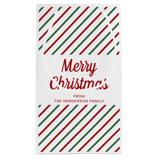 Feestelijke rode en groene strepen Kerstmis Klein Cadeauzakje (Achterkant)