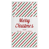 Feestelijke rode en groene strepen Kerstmis Klein Cadeauzakje (Voorkant)