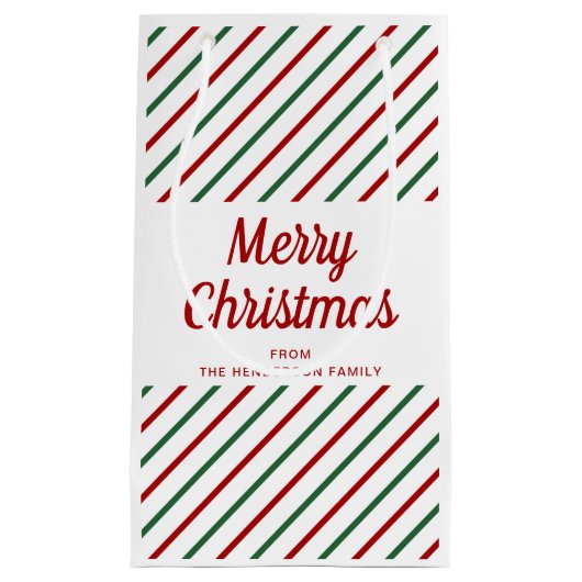 Feestelijke rode en groene strepen Kerstmis Klein Cadeauzakje (Voorkant)
