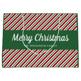 Feestelijke rode en groene strepen Vrolijk Kerstfe Groot Cadeauzakje
