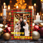 Feestelijke rode en groene Tartan 'Happy Holidays' Feestdagenkaart