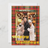 Feestelijke rode en groene Tartan 'Happy Holidays' Feestdagenkaart (Voorkant)