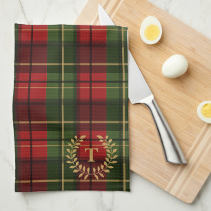 Feestelijke rode en groene tartan met aangepast mo theedoek