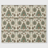 Feestelijke rode en groene volkskunst Kerstmis Cadeaupapier (Vlak)