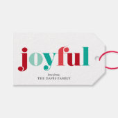 Feestelijke rode en groene "Vrolijke" Kerstmis Cadeaulabel (Voorkant (Horizontaal))