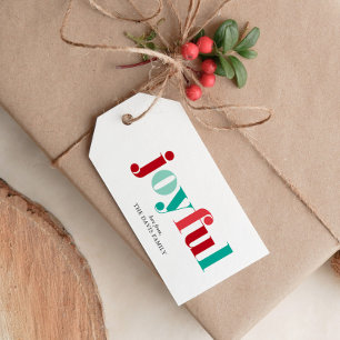 Feestelijke rode en groene "Vrolijke" Kerstmis Cadeaulabel