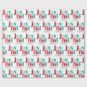 Feestelijke rode en groene "Vrolijke" Kerstmis Cadeaupapier (Vlak)